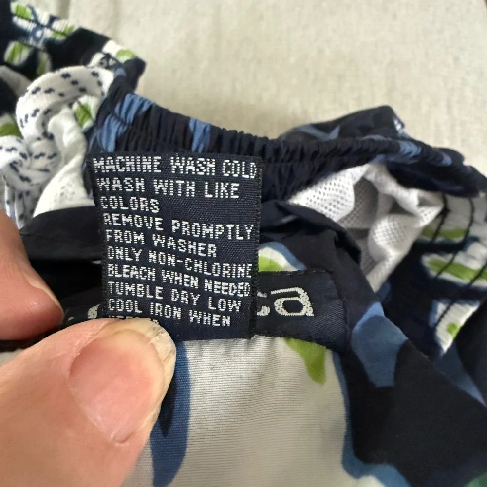 Vintage Y2K Nautica Swim Trunks Mens M Tropical Floral Board Shorts Navy Beach‎